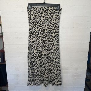 Leith Bias Cut Leopard Midi Skirt XS Classic, Elevated Casual, Edgy, Mob Wife